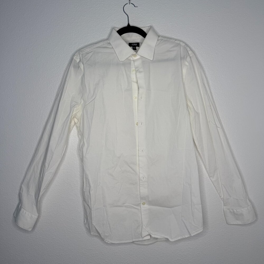 Express Extra Slim Button-Up Shirt — Men’s Medium — White